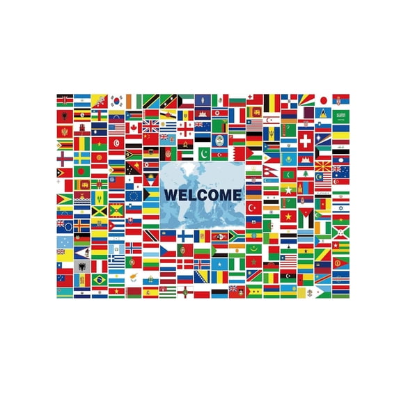 Backdrops International Countries Flag Welcome Banner Soccer Merchandise Football Decorations Background For Classroom,Offices,Sport Event,Home Party Decor 240x180cm