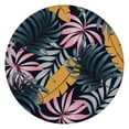 thumbnail image 1 of Backed Round Tablecloth with Hawaiian Floral and Palm Leaf Designs, Waterproof and Stain-Resistant Vinyl Table Cover with Elastic Edge for Secure Fit and Table Protection, 1 of 7