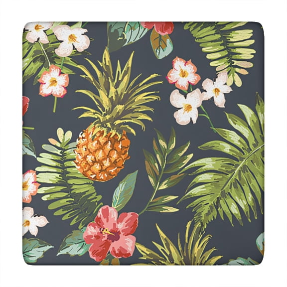Backed Square Tablecloth with Botanical and Monstera Prints, Waterproof and Stain-Resistant Vinyl Table Cover with Elastic Edge for Secure Fit and Table Protection
