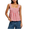 thumbnail image 1 of Backelss Cute Palid Tank Tops for Women Loose Square Neck Sleeveless Summer Business Casual Shirts Dressy Blouses, 1 of 7
