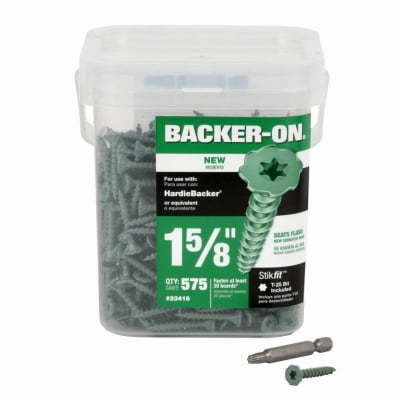 Tapcon Backer Board Screw 23415 - Self-Drilling, Zinc Plated Steel - #10 x 1-5/8 In