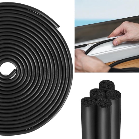 Backer Rod 1/8 Inch, Foam Rubber Seal Weather Strip 50 Feet, Rubber Caulk Saver,Foam Space Filler for Sealing Household Doors, Windows, Cabinets, Shock(Black,1/8 Inch x 50 ft)