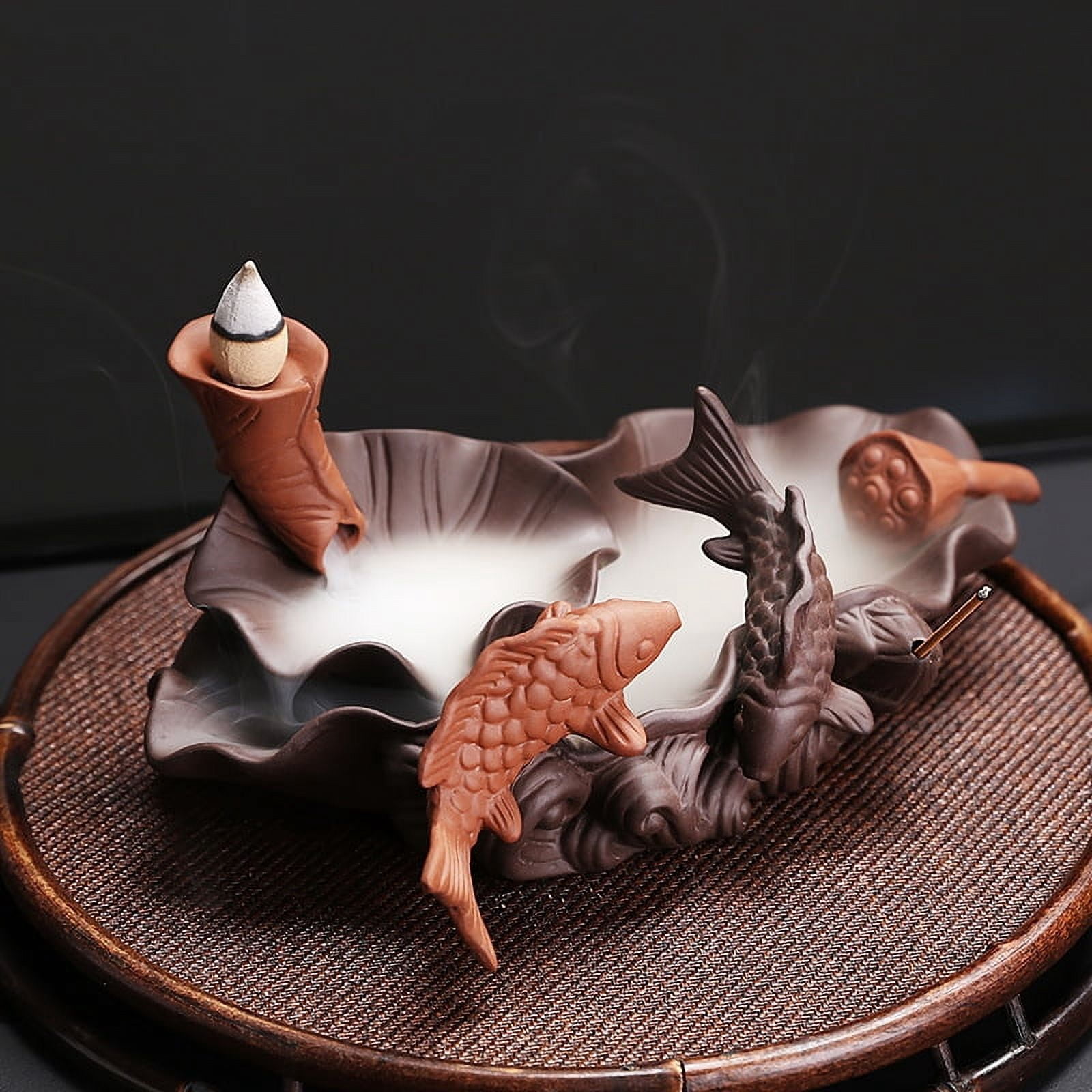 Backflow Fountain Waterfall Ceramic Incense Holders, Backflow Incense Burner Figurine Incense Cone Holders Home Decor Gift Decorations Statue Ornaments