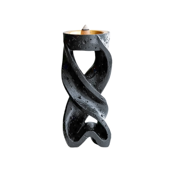 Backflow Incense Burner, Black Geometric Twisted, 1 Pack, for Home Desktop Decor Arabic Festival Decoration Aromatherapy Holder