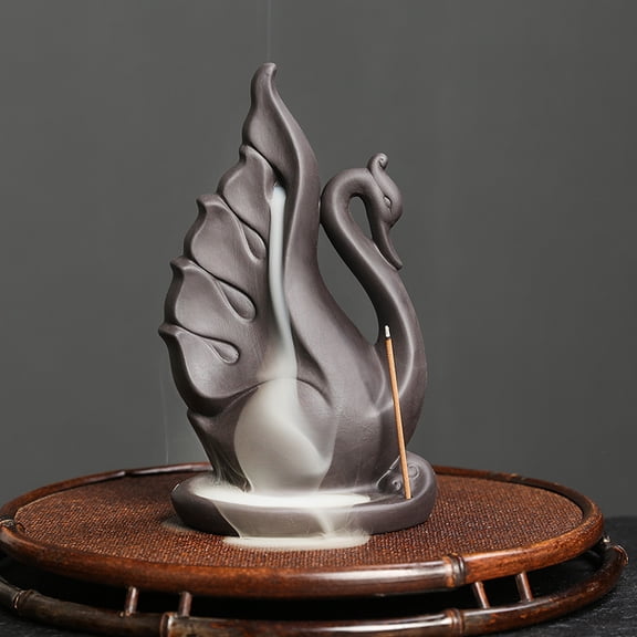 Backflow Incense Burner Creative Swan Incense Stick Holder Reverse Flow Censer Incense Waterfall Burner Ornament for Home Office Yoga Temple