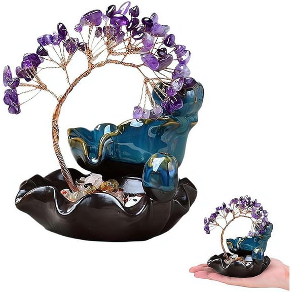 Backflow Incense Burner Waterfall Crystal Money Tree Home Decor
