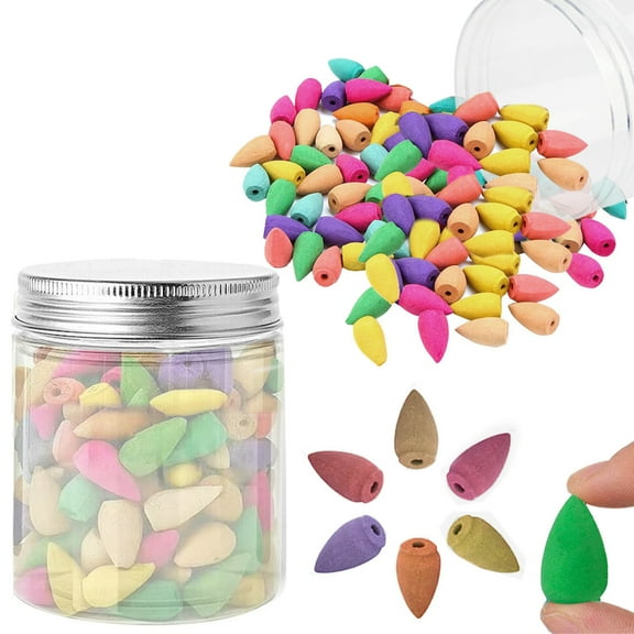 Backflow Incense Cones 100 Pcs Natural Handwork Scents Waterfall Incense Rose Green Tea Jasmine Lavender Rose for Backflow Incense Burner Holder Natural