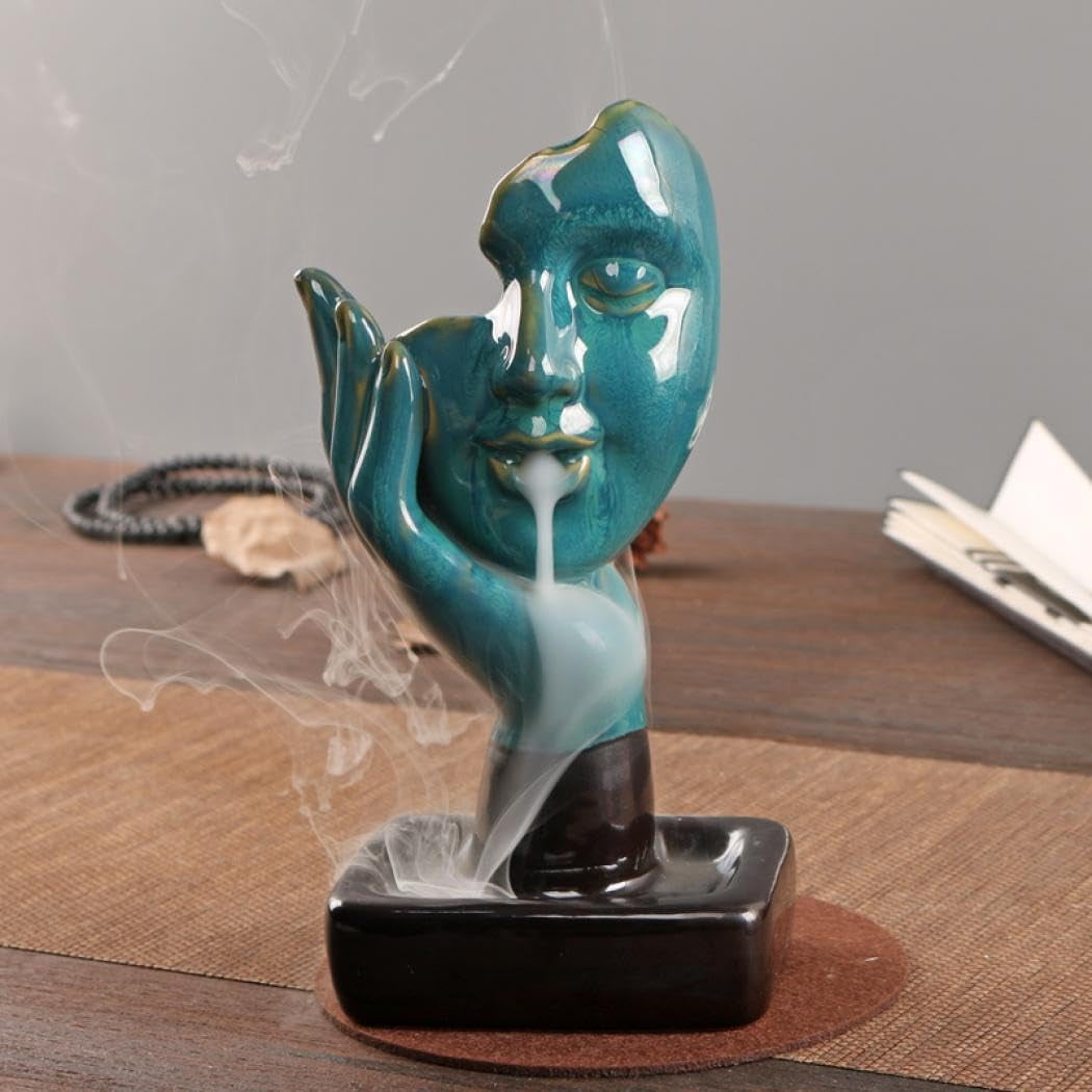 Backflow Incense Holder Incense Burner, Handmade Statue Waterfall Cone Burner for Home Decor Aromatherapy Ornament