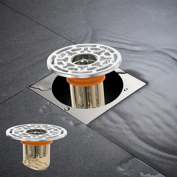 Backflow Preventer Drain Cover – 7.2cm Odor Blocker for Bathroom/Kitchen Floor Drains, Universal Metal+PC Sewer Gas Prevention (No-Tool Installation, Silver)