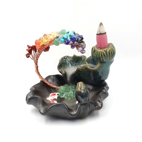 Backflowing Ceramic Incenses Burners with Crystal Tree Beautiful Waterfall Incenses Holder Room Decorations