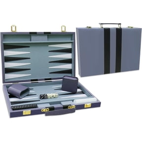 Backgammon Set with PU Leather Case Portable Travel Strategy Game 15 Inch Medium Gray