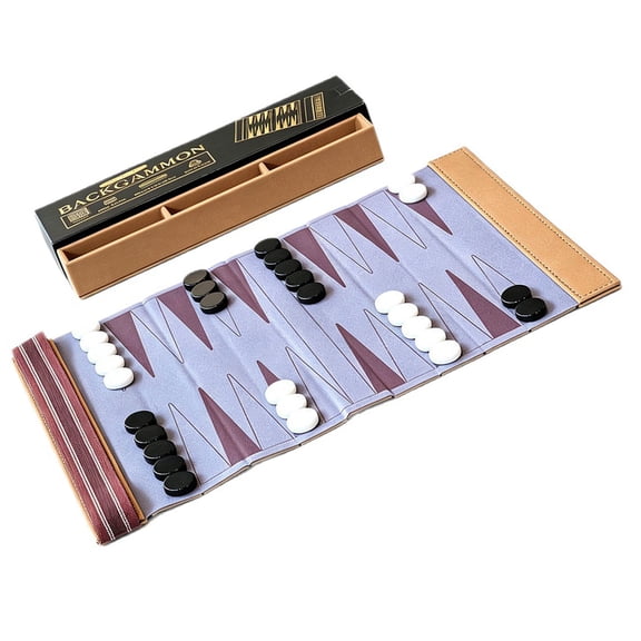 Backgammon Travel Set with Flexible Storage for the Board and Playing Accessories, Designed for Indoor Entertainment, Camping, Commutes, and Away Play