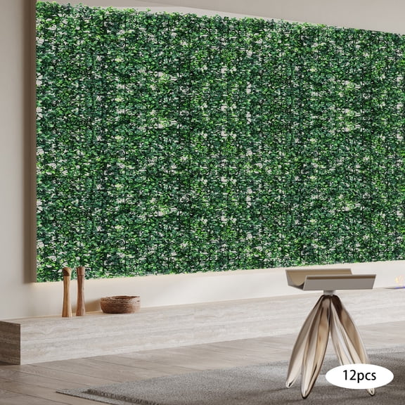Background 12Pcs Artificial Plant Hedge Grass Mat Greenery Wall Fence Panel