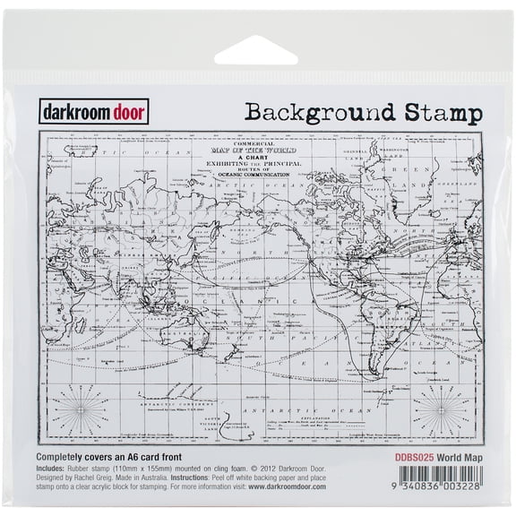 Background Cling Stamp 4"X6"-World Map