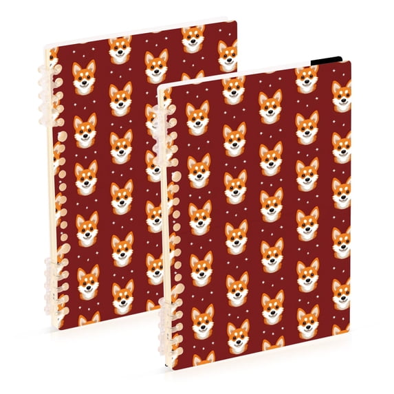 Background Corgi Face Pattern A5 Notebook Set of 2 Refillable 60 Sheets ...