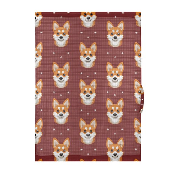Background Corgi Face Pattern Door Curtain Sheer Privacy Light Filtering Window Panel 1 Panel 25x40 Inch