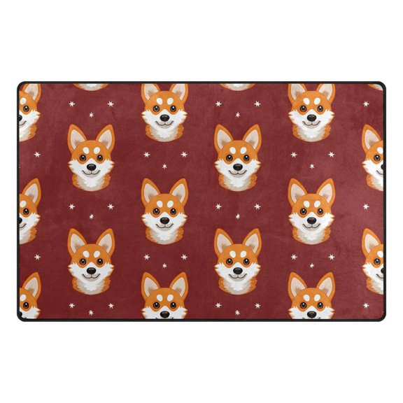 Background Corgi Face Pattern Memory Foam Area Rug 31"x20" Non Slip, Absorbent, Fade Proof for Living Room, Bedroom, Office