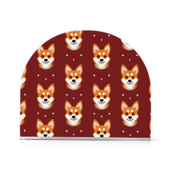Background Corgi Face Pattern Napkin Holder Acrylic Napkin Dispenser Clear Modern Tabletop for Kitchen Counter
