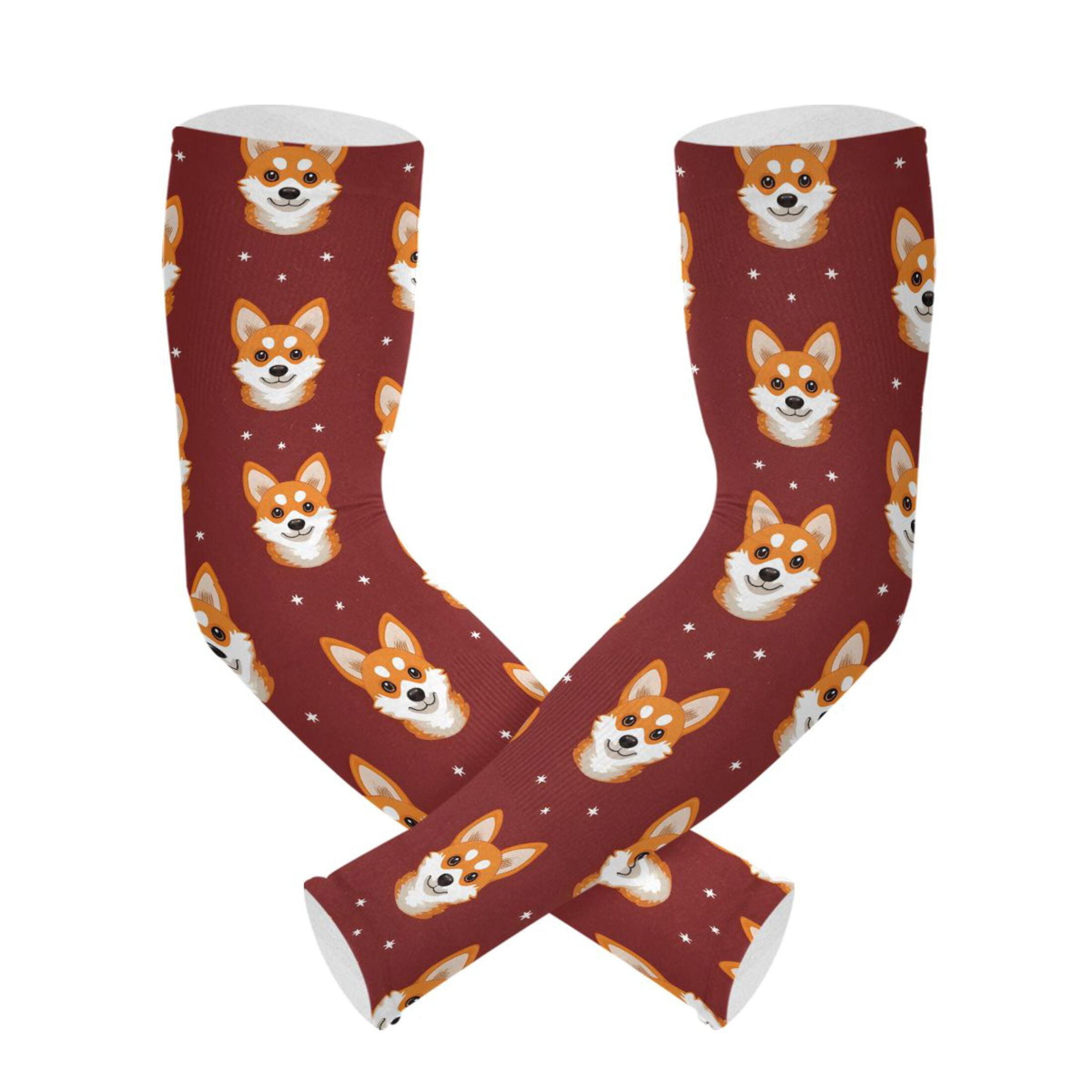 Background Corgi Face Pattern UV Protection Cooling Arm Sleeves ...