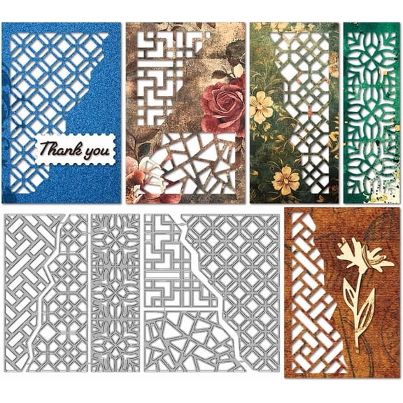 Background Frame Cutting Dies Stencils Irregular Border Metal Die Cuts Rectangle Nesting Frame Carbon Steel Embossing Templates for Scrapbooking Craft Card Making Birthday Gift Decoration Gray