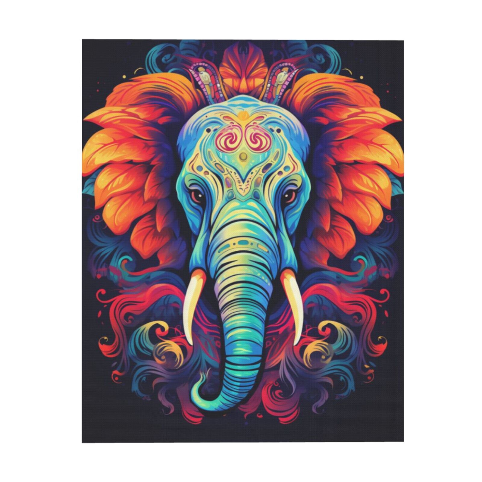 A Background With A Gradient Color And A Colorful Elephant Canvas ...