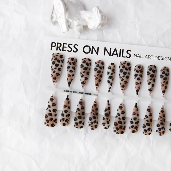 Background Semi-finished Products Prefabricated Nail Tip European And American Wave Mark French Leopard Print