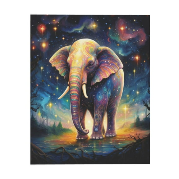 In The Background Of The Starry Sky, There Is A Colorful Elephant (5) Canvas Frameless Painting Wall Art Painting Suitable For Dormitory Bedroom Living Room Toilet Decoration