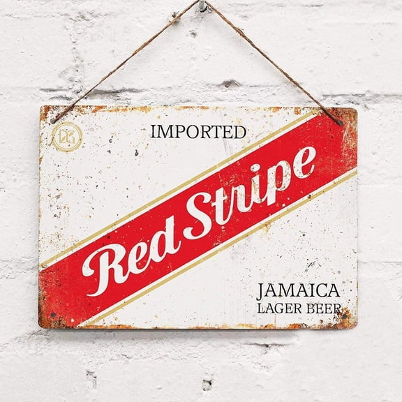 Background Wall Decoration Red Stripe Jamaican Beer Tin Sign 8x12 inchesF