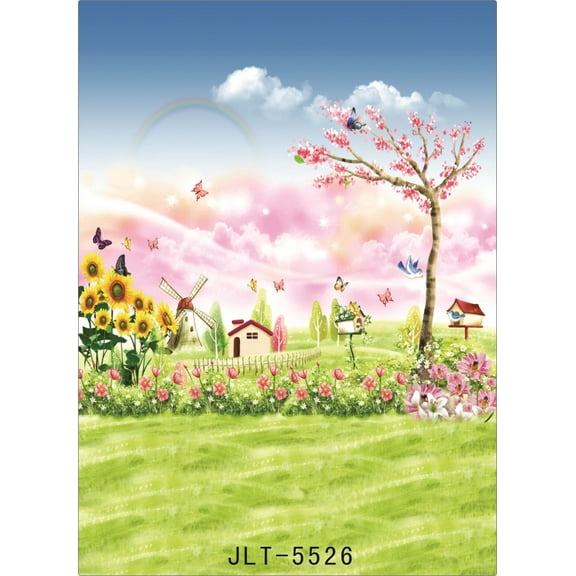 Background for Photos Spring Flowers Birds Paintings Computer Printed Vinyl Photography Backdrop Photocall for Weddings Children