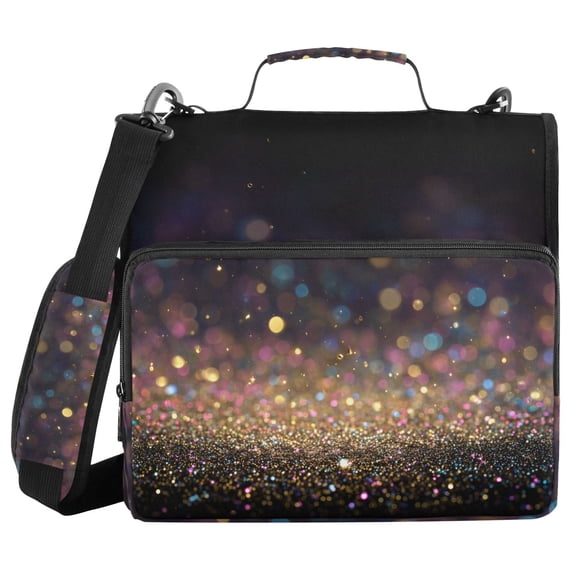Background with Glitter Binder Bag with Shoulder Strap 3 Ring Zipper Binder File Folder Document Storage