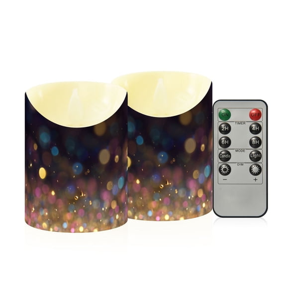 Background with Glitter Flickering Flameless Candles with Remote Timer Battery Operated LED Tealight Set of 2 M