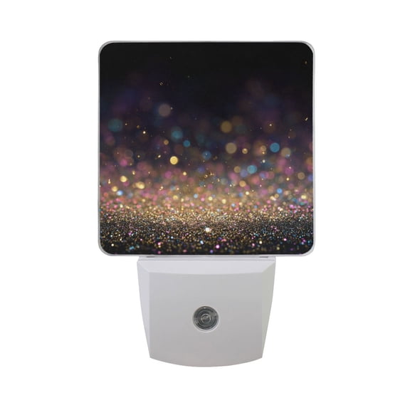 Background with Glitter LED Night Light Sensor Lamp Plug-in Adjustable Brightness 2 Pack