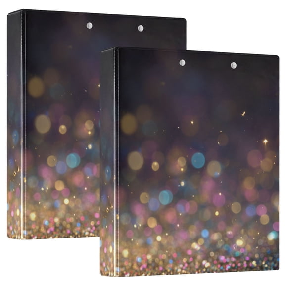 Background with Glitter Round Ring Binder 3 Rings 1.5" Capacity File Storage for A4 Size 1 Pack