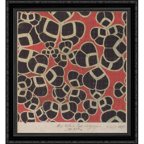 Backhausen Interior Texiles for the Bristol Hotel in Bolzano 28x30 Large Black Ornate Wood Framed Canvas Art by Koloman Moser