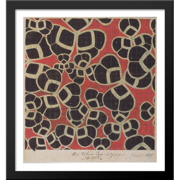 Backhausen Interior Texiles for the Bristol Hotel in Bolzano 28x30 Large Black Wood Framed Print Art by Koloman Moser