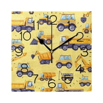 Backhoe Excavator Dump Truck Wall Clock 7.78" Non-Ticking Silent Battery Operated for Home Bedroom Office Kitchen Living Room