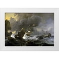 thumbnail image 1 of Backhuysen, Ludolf 24x18 White Modern Wood Framed Museum Art Print Titled - Dutch Merchantmen Driven onto a Rocky Coast in a Storm, 1 of 4