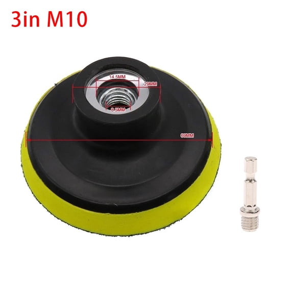 Backing Pad Polishing Plate with 10mm/14mm Thread Adapter, Polyurethane Disc for Rotary Tools, Angle Grinders, Electric Drills, Suitable for Buffing Metal, Glass, Ceramic, Marble(3in for M10)