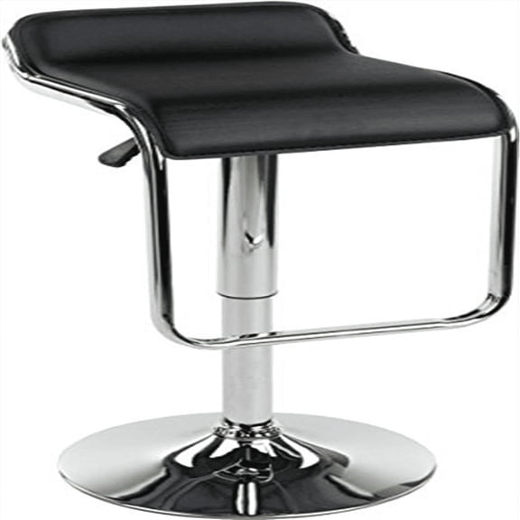 Backless Bar Stool with Height Adjustable Design and 360-degree Swivel, Includes Foot Rest, Synthetic Leather (Black) (BRSTLPUB2)