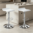 thumbnail image 1 of Backless Bar Stools Set of 2, 360° Swivel Adjustable Height PU Leather Bar Chairs, Modern Simple Counter Stools for Kitchen Island, Dining, Bar or Café Use (White), 1 of 11