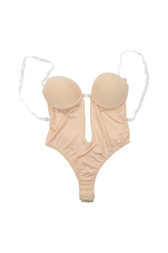 Backless Bodysuit Shapewear for Women Seamless Plunge Breast Support Slimming Tummy Butt Lifting Leotard Body Shaper