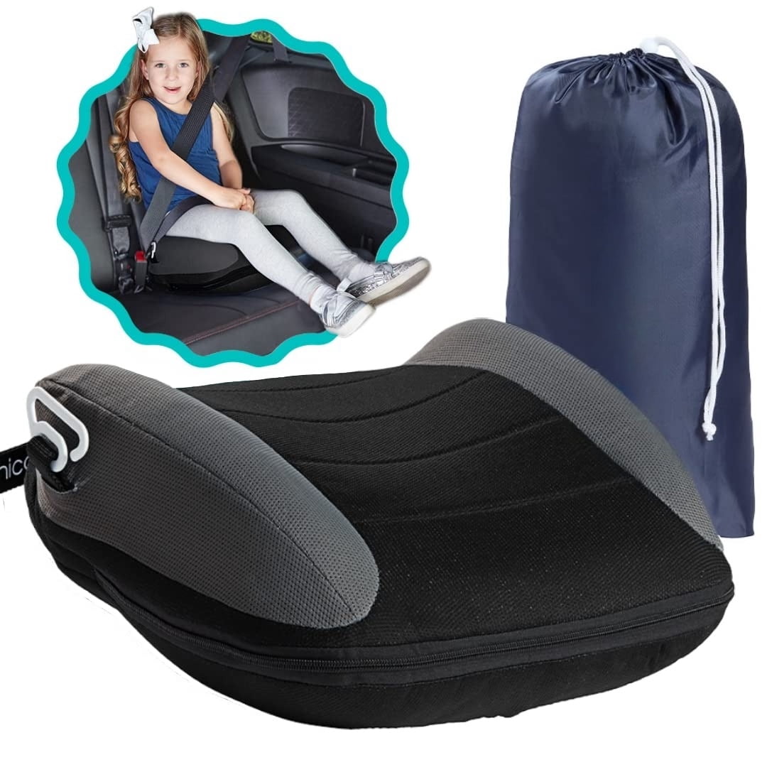 Backless Booster Car Seat, Portable Inflatable Booster Seat with Buckle & Washable Cover,Blow up Breathable Cushion for Travel Outdoor