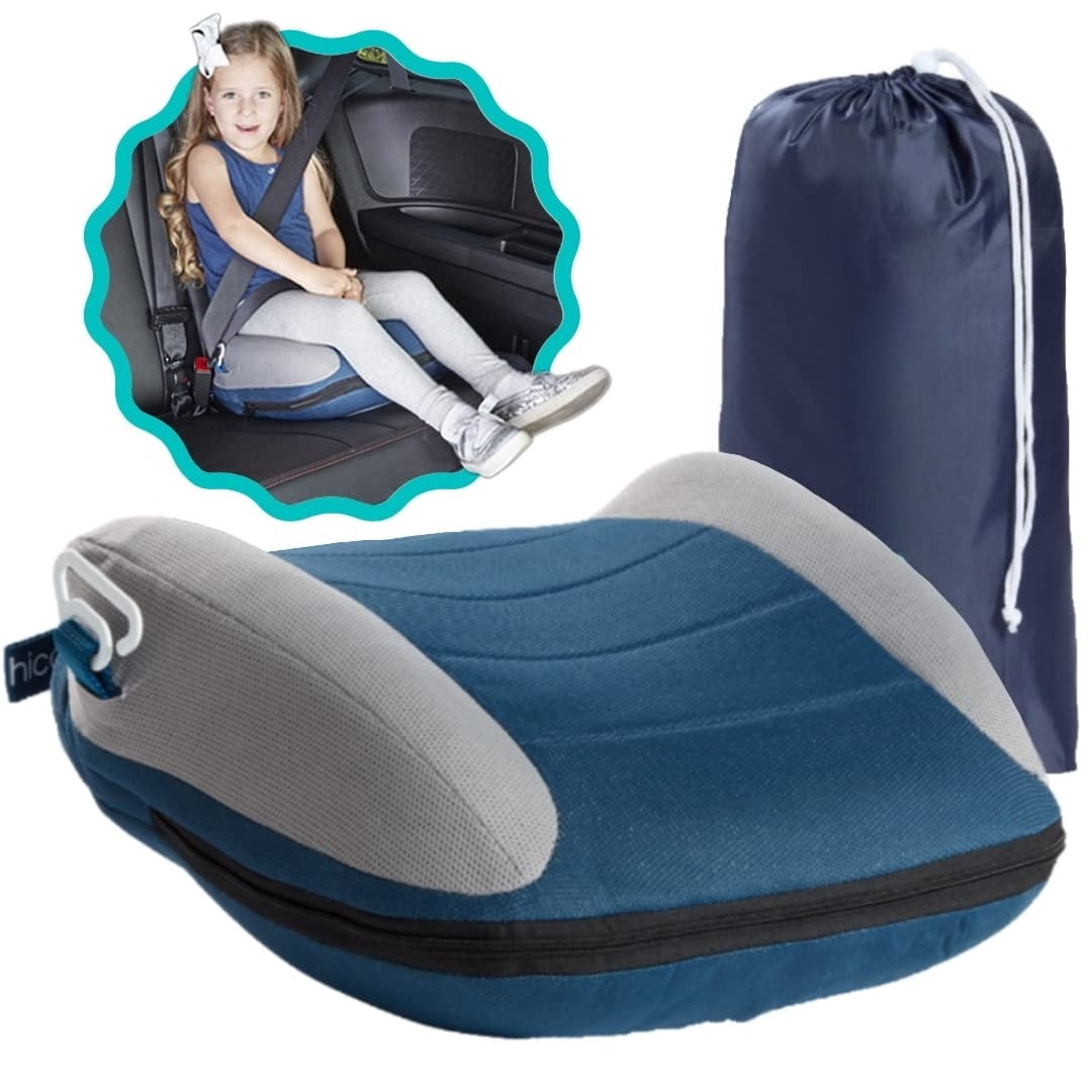 Backless Booster Car Seat, Portable Inflatable Booster Seat with Buckle & Washable Cover,Blow up Breathable Cushion for Travel Outdoor