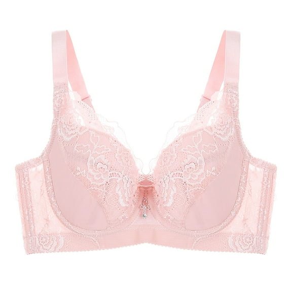 Backless Bra Underwire Push-Up Bralettes Solid Print Pink 38B