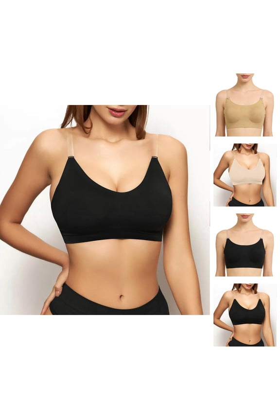 Backless Bra Whit Clear Straps Seamless No Underwire Bralette Thin Bras for Women