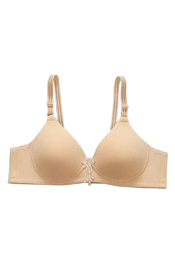 Backless Bra Women Full-Coverage Bra Feature V-Neck Strapless Bra Style W-1326 Beige 36