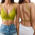 thumbnail image 1 of Backless Bra for Women,Low Back Bra,Halter Bra,Bra for Backless Dress Padded Low Cut Seamless V Neck Criss-Cross Multiway Convertible Bras Invisible Full Coverage Wireless Straps Comfort Bra Green S, 1 of 6
