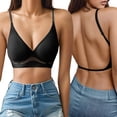 thumbnail image 1 of Backless Bra for Women,Low Back Bra,Halter Bra,Bra for Backless Dress Padded Low Cut Seamless V Neck Criss-Cross Multiway Convertible Bras Invisible Full Coverage Wireless Straps Comfort Bra Black S, 1 of 6