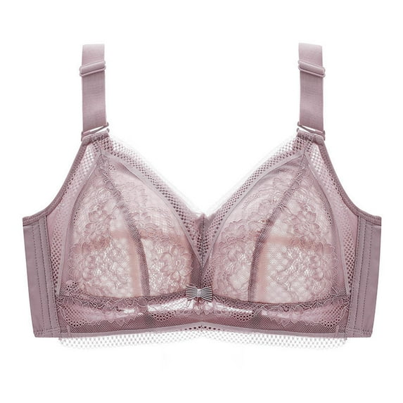 Backless Bra,Women's Bras Comfort Cushion Strap Wirefree Full Coverage Large Bust Non-Padded Bra(38D,Purple)