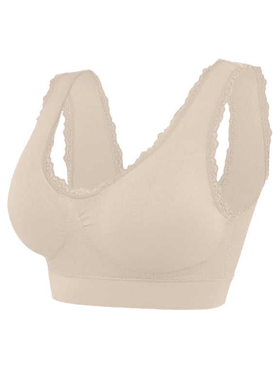Backless Bras for Women Pullover Bra Feature V-Neck Bralette Bra Style W-454 Beige L